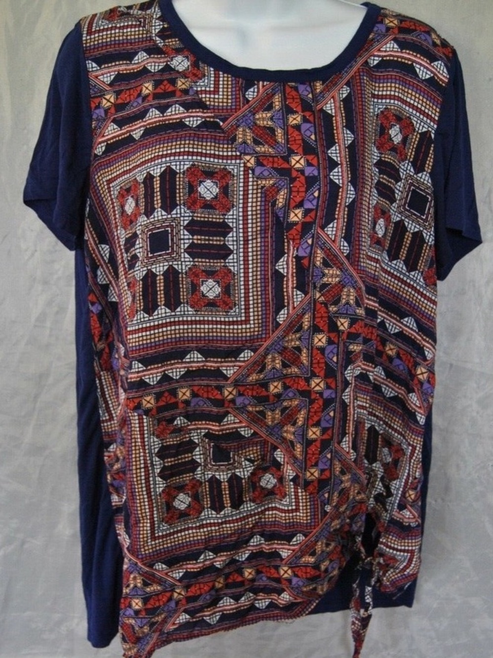 ND Geometric Short Sleeve Stretchy, 1X